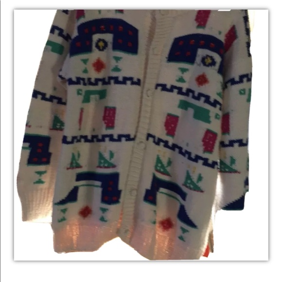 Accento Vintage Boho Aztec Grandpa Cardigan L XC - Picture 3 of 5